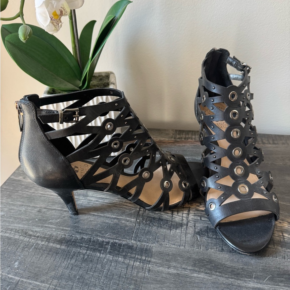 Vince Camuto Black Leather Heels size 8 1/2